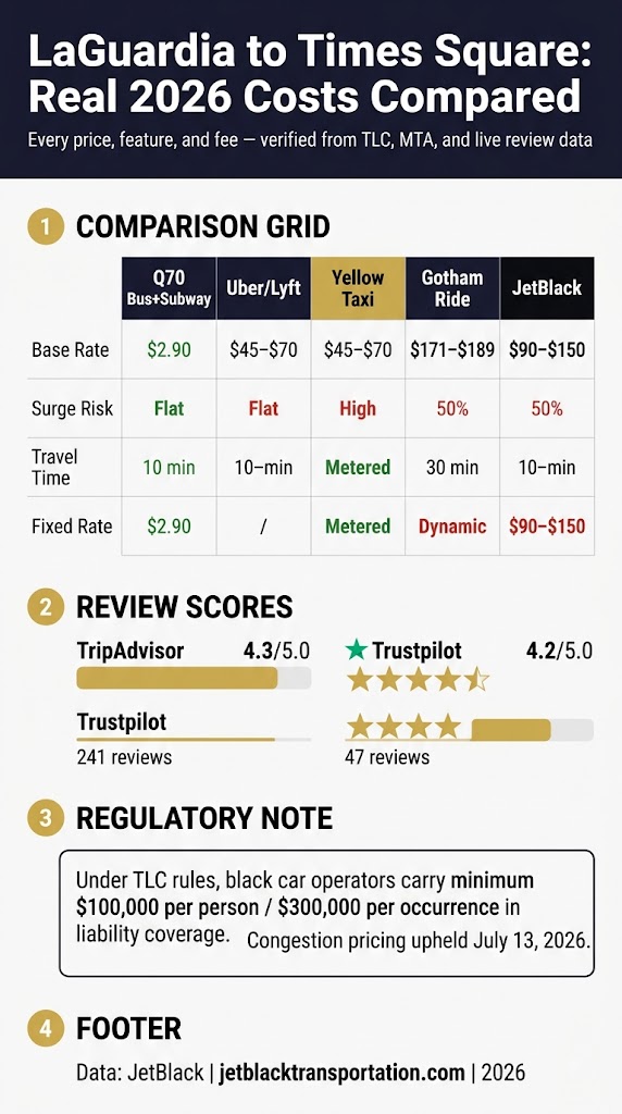 Infographic laguardia transportation to times square