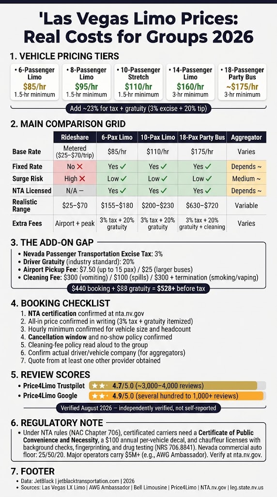 Infographic las vegas limo prices