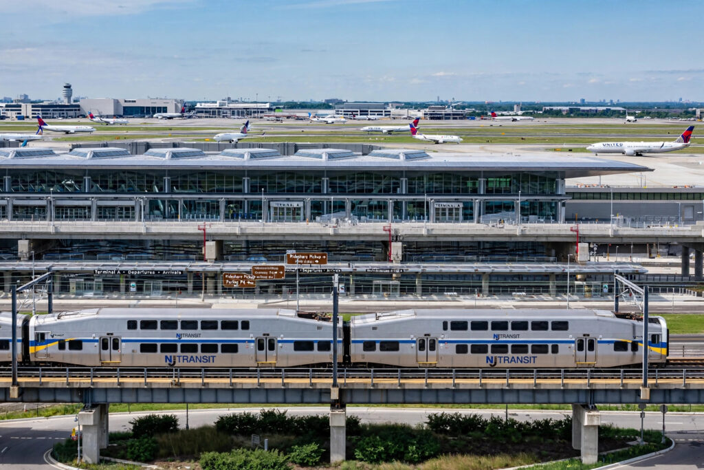 Newark Liberty International Airport Terminal A — bus to Newark Airport from Grand Central arrives at EWR