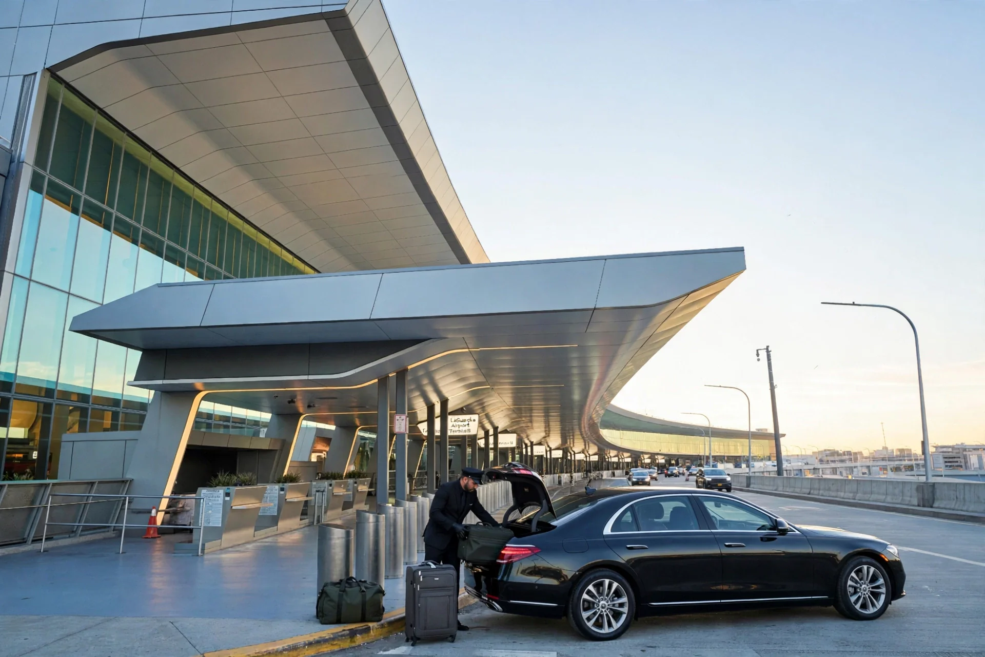 best car service from Stretch Limo from JFK to Tribeca: a JetBlack car ready for the run